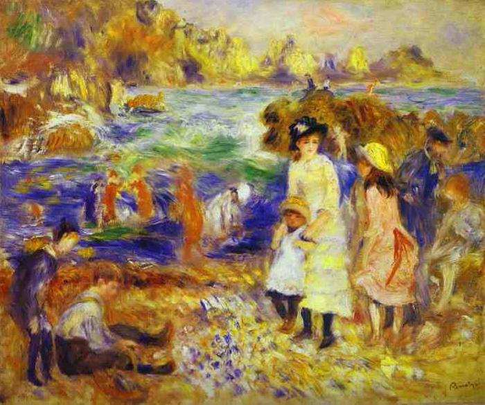 Pierre-Auguste Renoir Children at the Beach at Guernsey, oil painting image